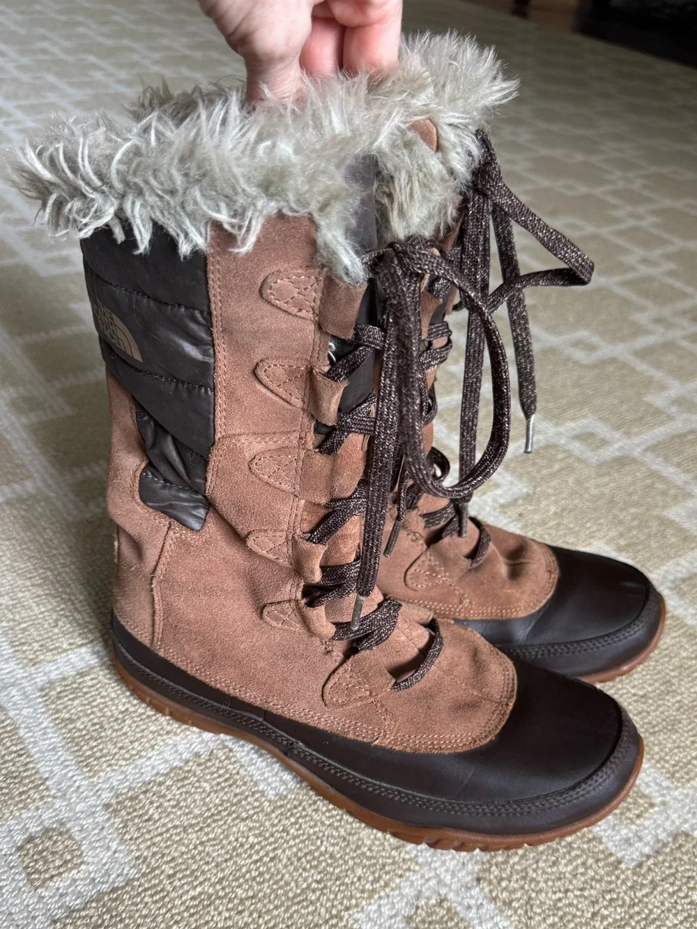 The North Face Nuptse Purna 200g Insulated Winter Snow Boots Brown Size 7